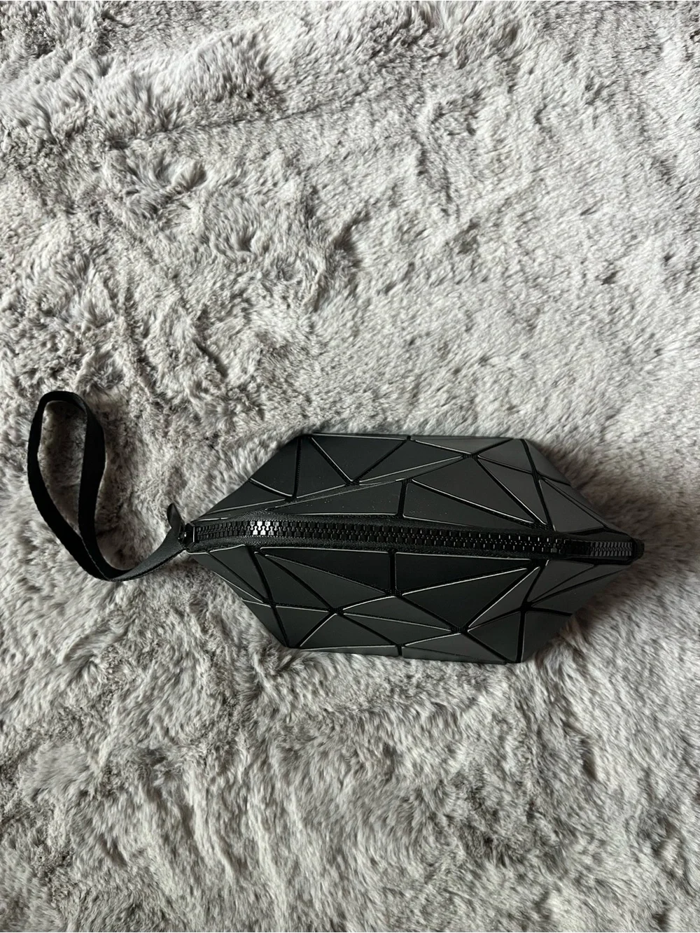 Geometric Prism Collapsible Black Cosmetic Wristlet Makeup Bag